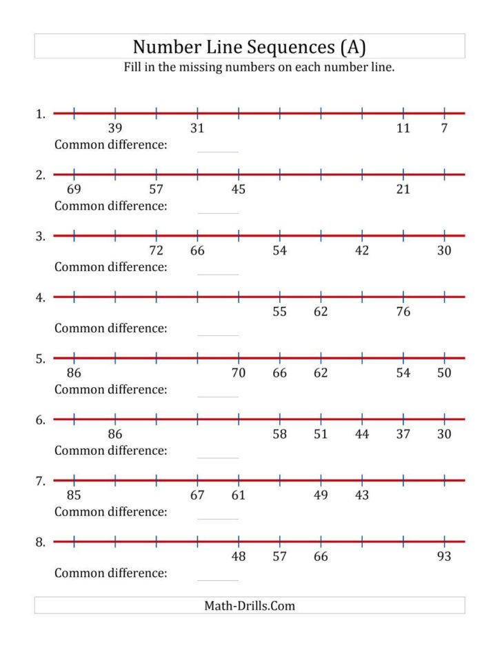 Number Sequence Worksheets