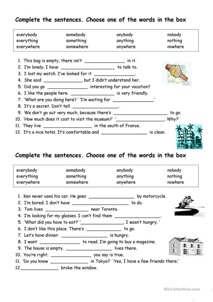 Indefinite Pronouns  English Esl Worksheets