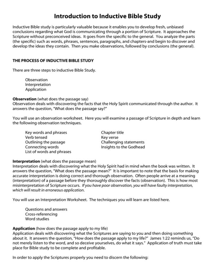 Inductive Bible Study Worksheet — db-excel.com