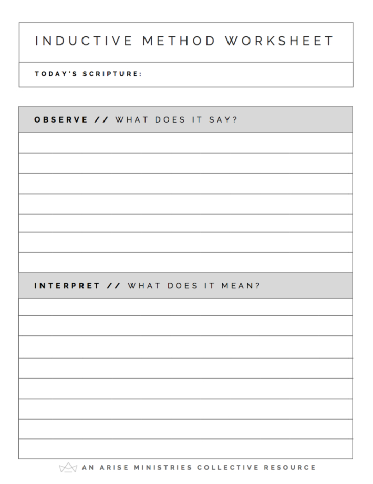 Bible Study Worksheets