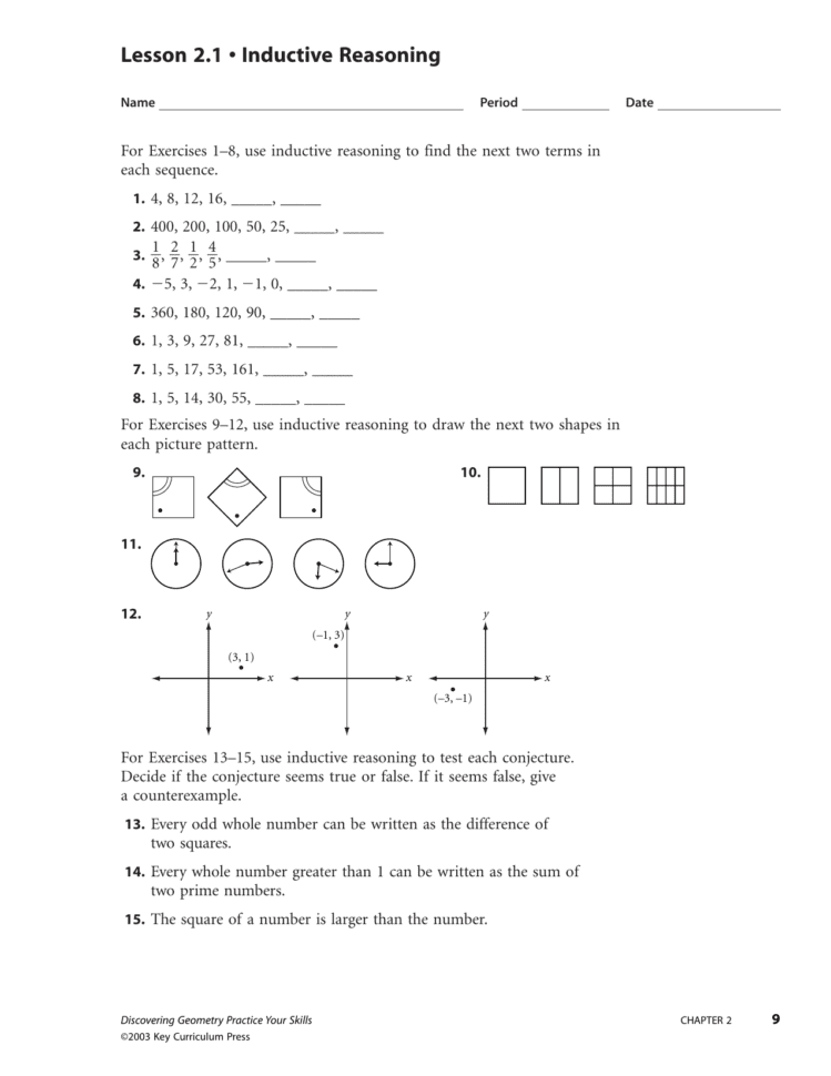 Inductive And Deductive Reasoning Worksheet Db excel