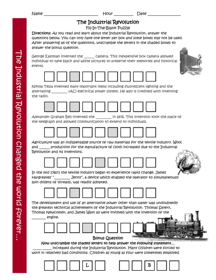 Industrial Revolution Web Quest