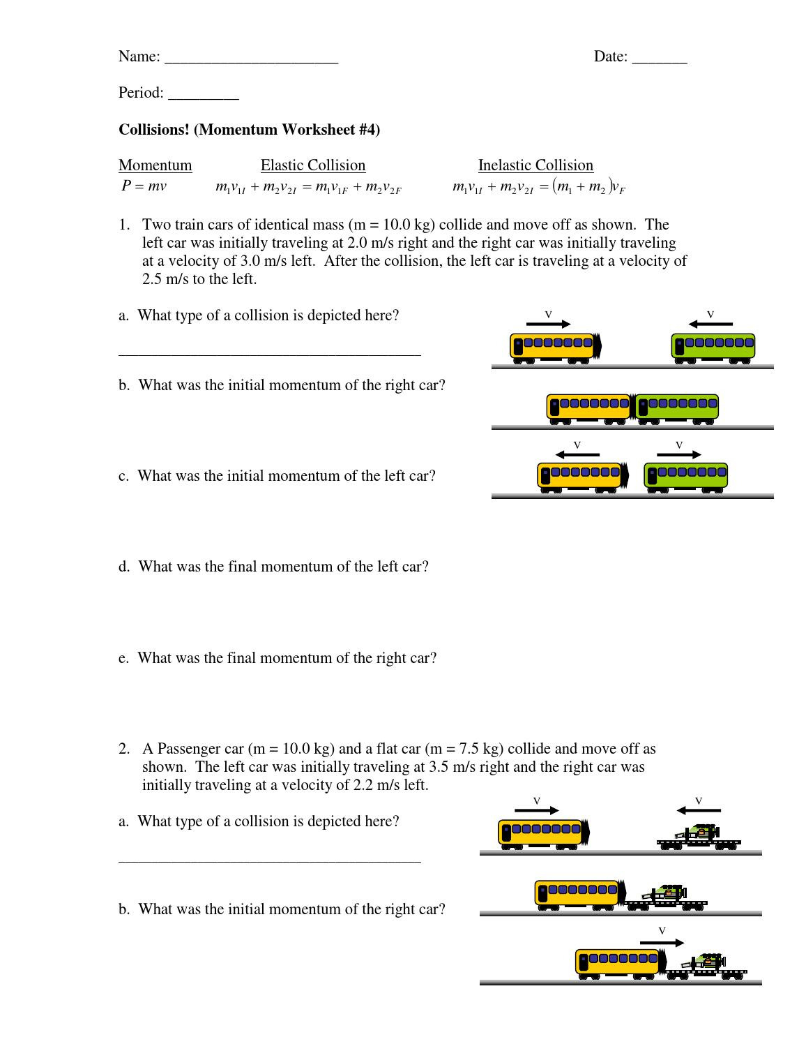 Collisions Momentum Worksheet 4 Answers | db-excel.com