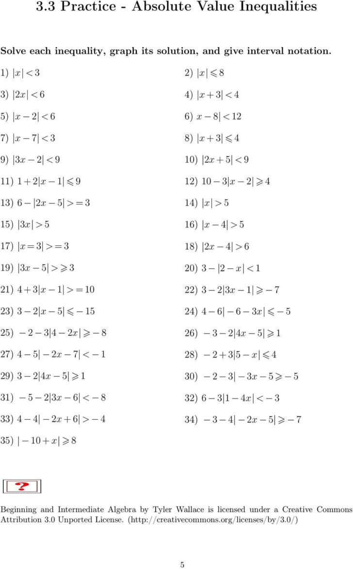 Inequalities Absolute Value Inequalities Pdf — db-excel.com