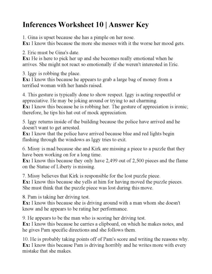 Inferences Worksheet 2 Answers