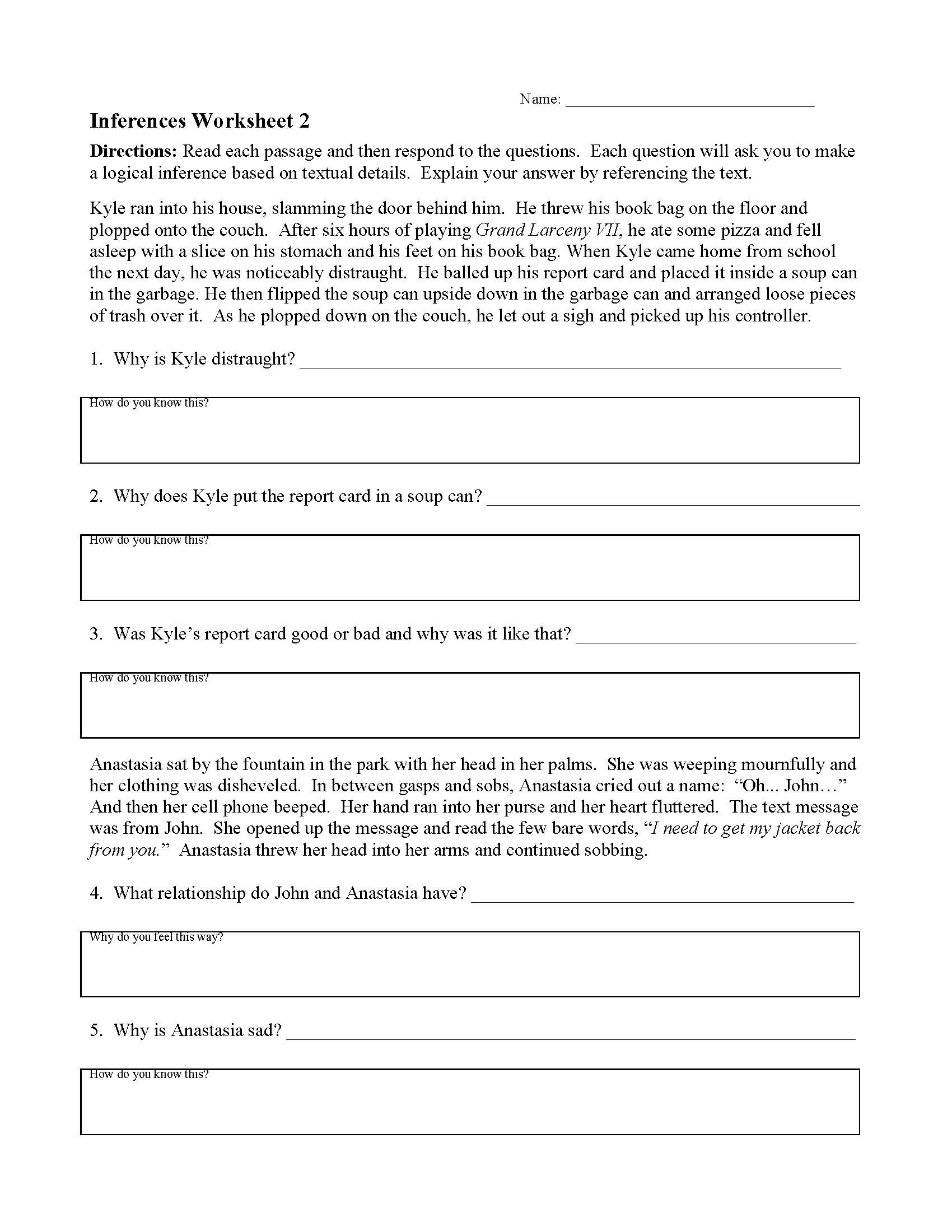 Inferences Worksheet 2 Answers —
