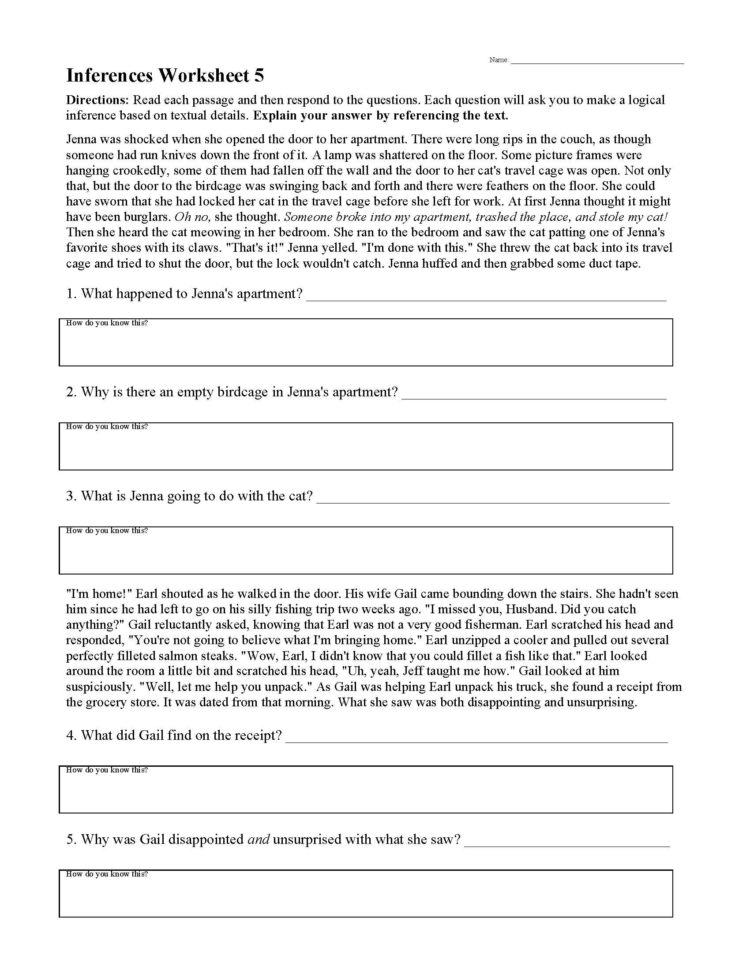 Inferences Worksheet 5  Preview