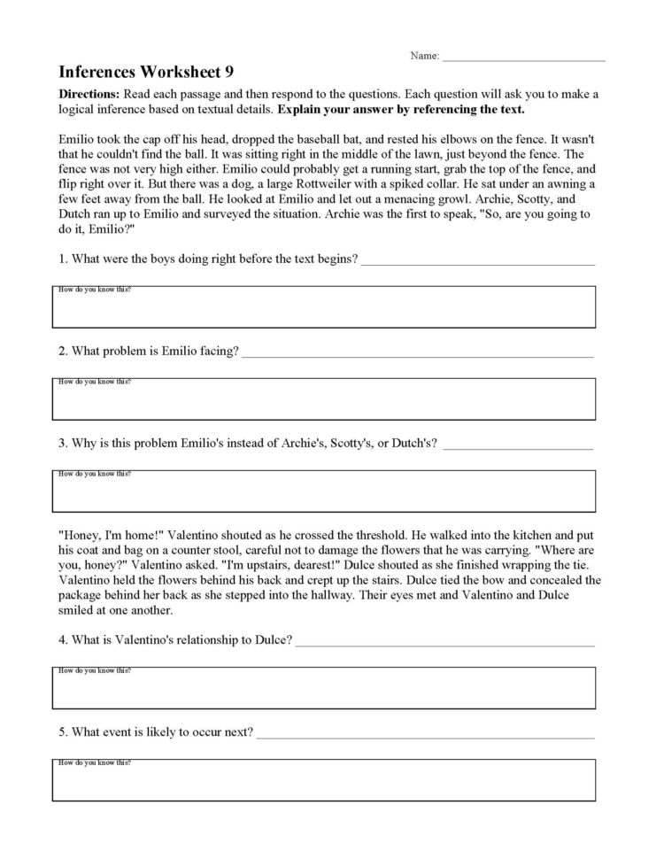 Inferences Worksheet 9  Preview