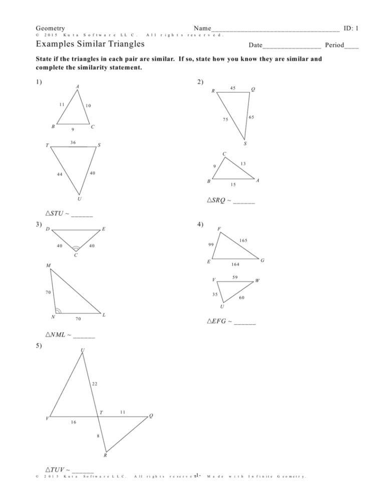 Infinite Geometry   Similar Triangles