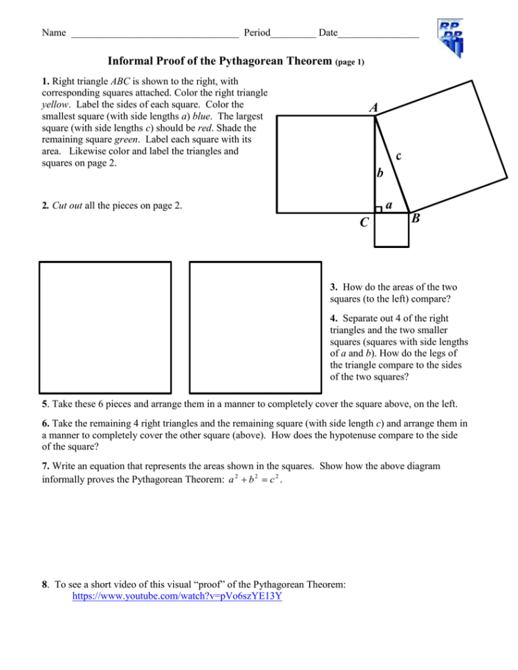 Informal Proof Of The Pythagorean Theorem