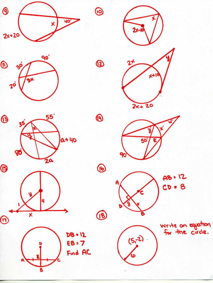 Inscribed Angles Worksheet