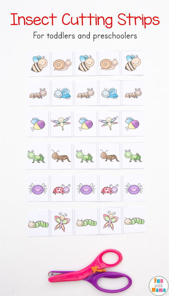 Insect Printable Cutting Strips For Preschoolers  Fun With Mama