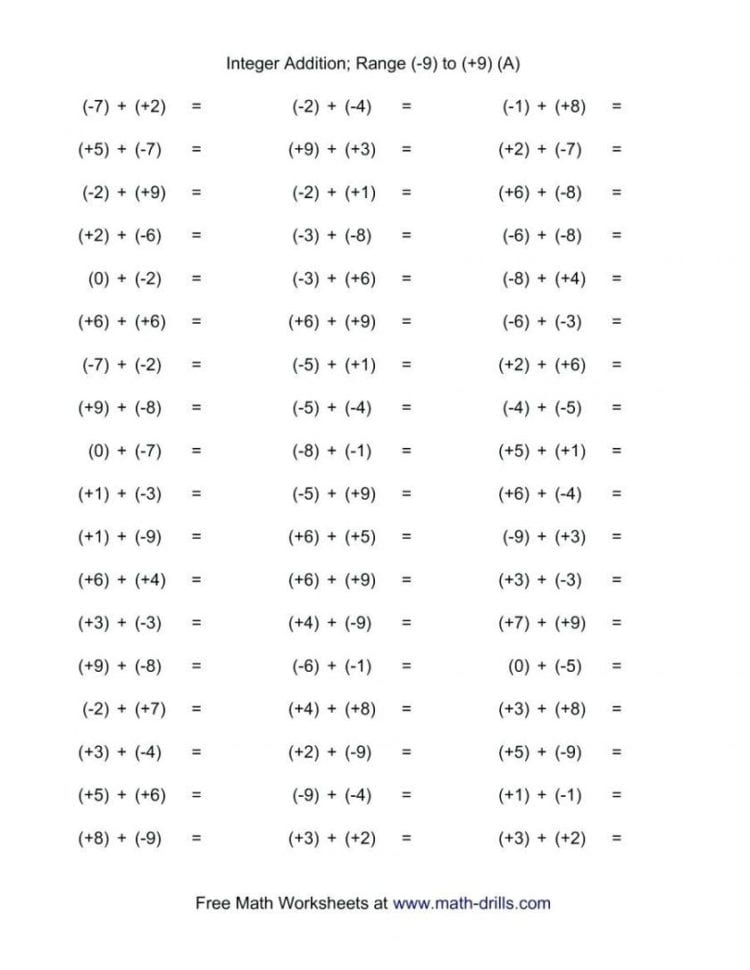 Integer Worksheets Order Of Operations With Integers On