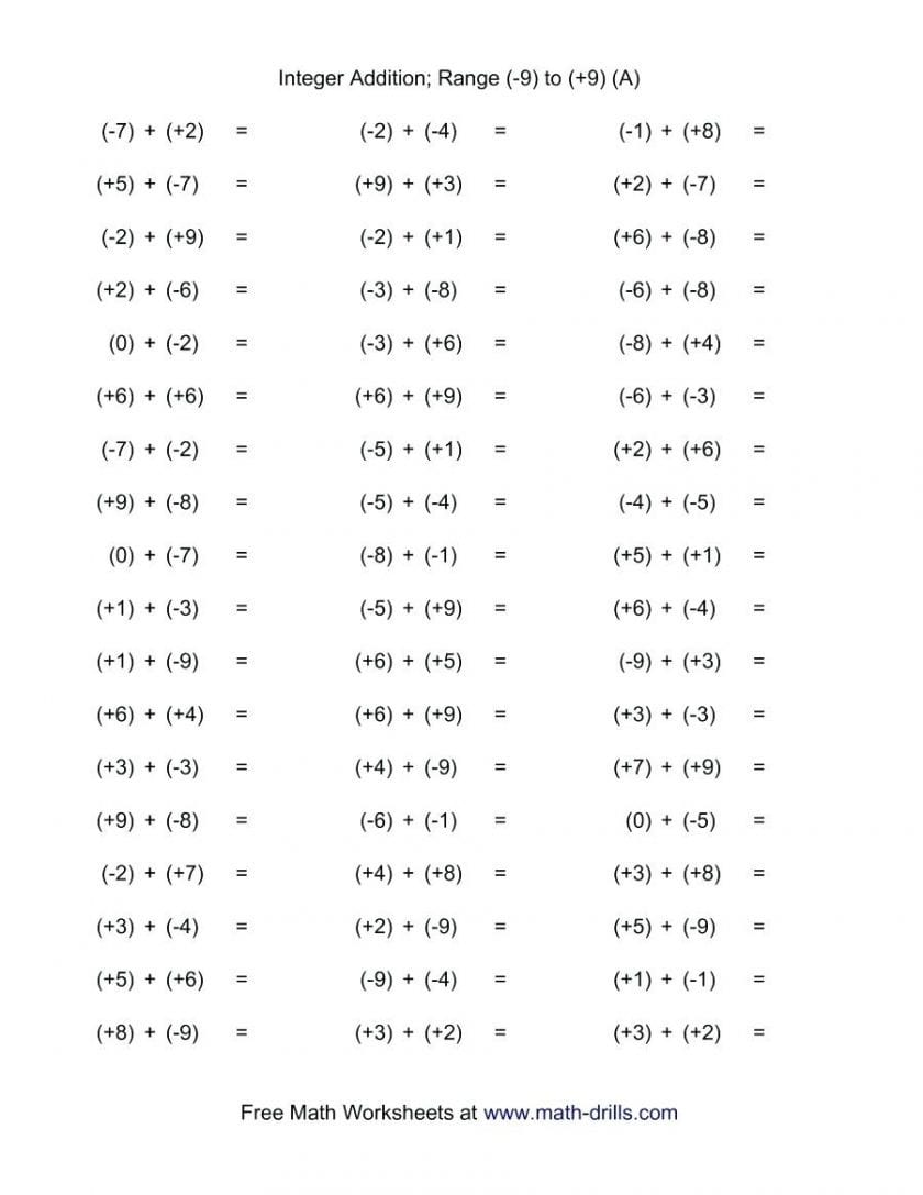 Integer Worksheets Order Of Operations With Integers On Db excel