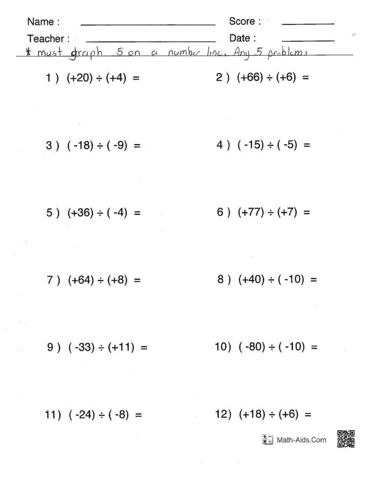 Integers Worksheet Grade 7 Pdf Db excel