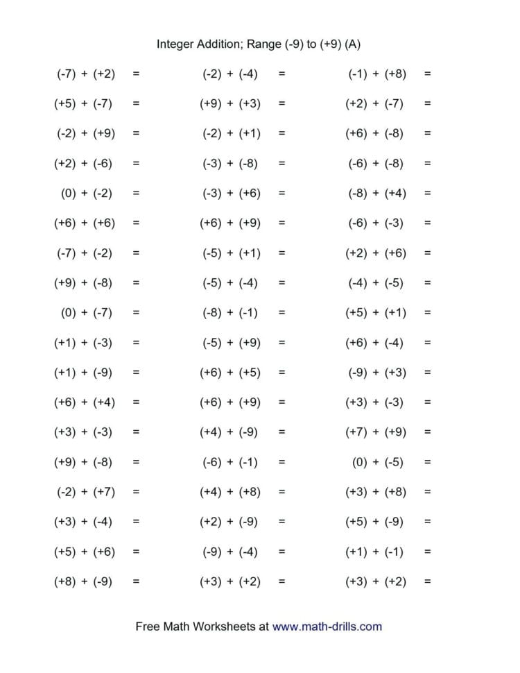 Integers Worksheets With Answers Math Grade Math Integer