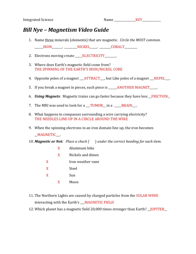 Bill Nye The Science Guy Oceanography Worksheet Answers
