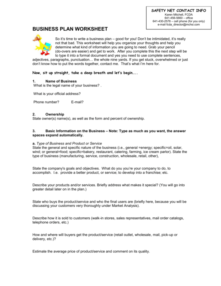 Interactive Business Plan Worksheet
