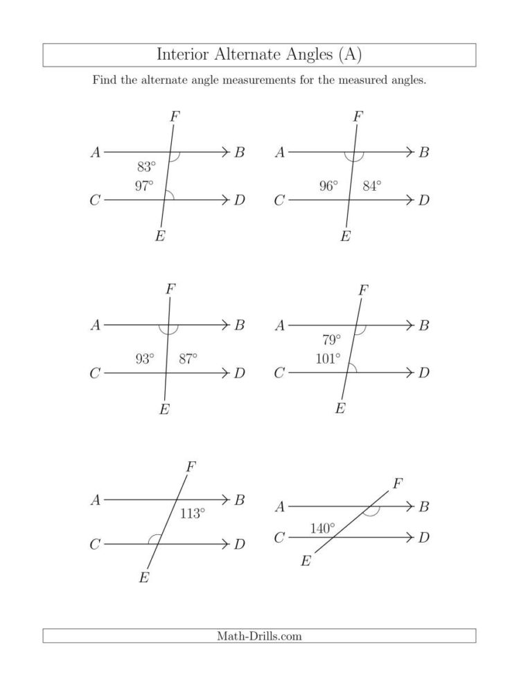 Interior Alternate Angle Relationships A