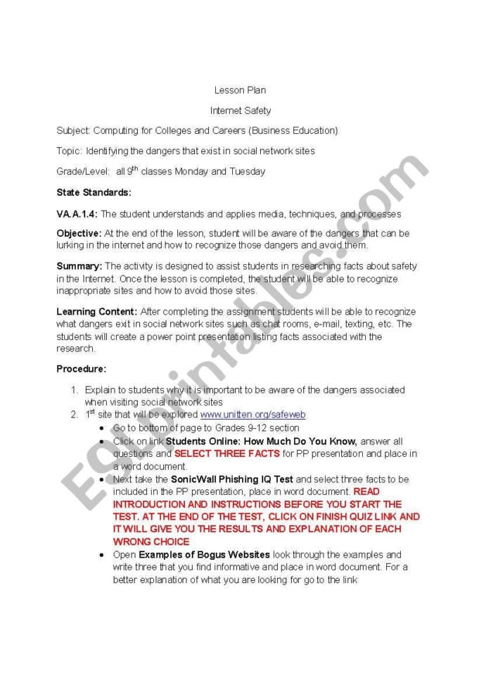 Internet Safety  Esl Worksheetellymadrid
