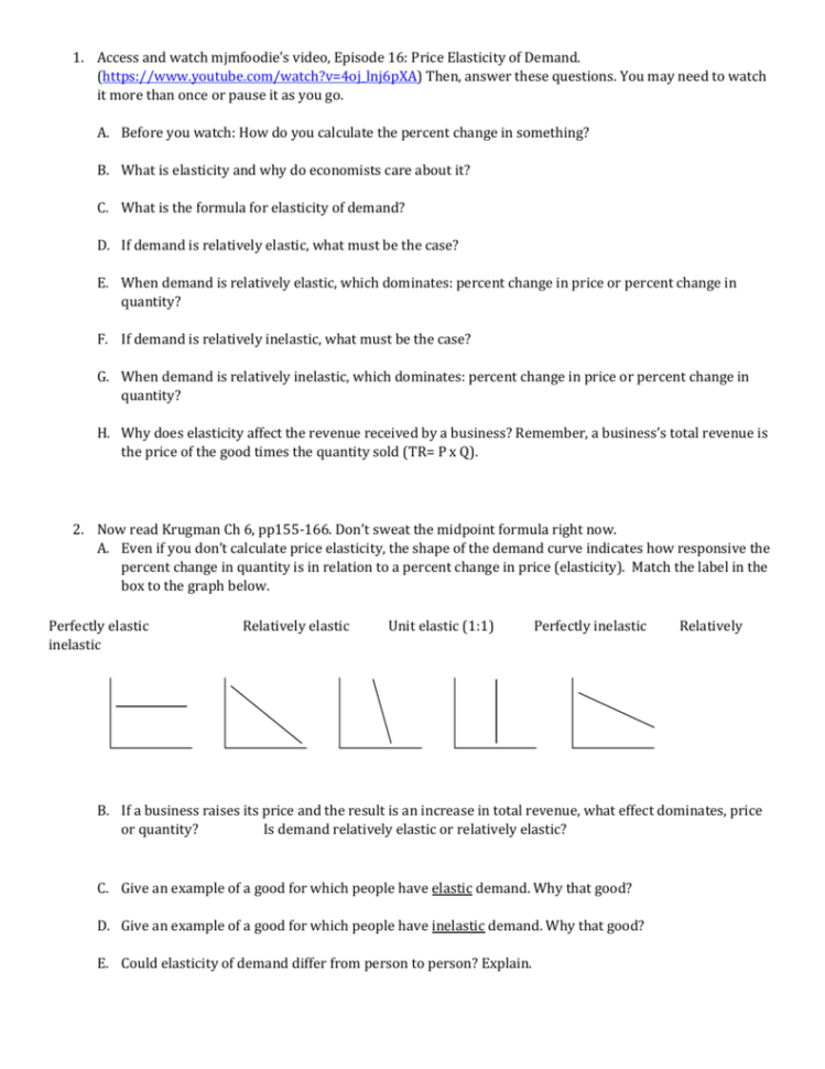 Intro To Elasticity Homework