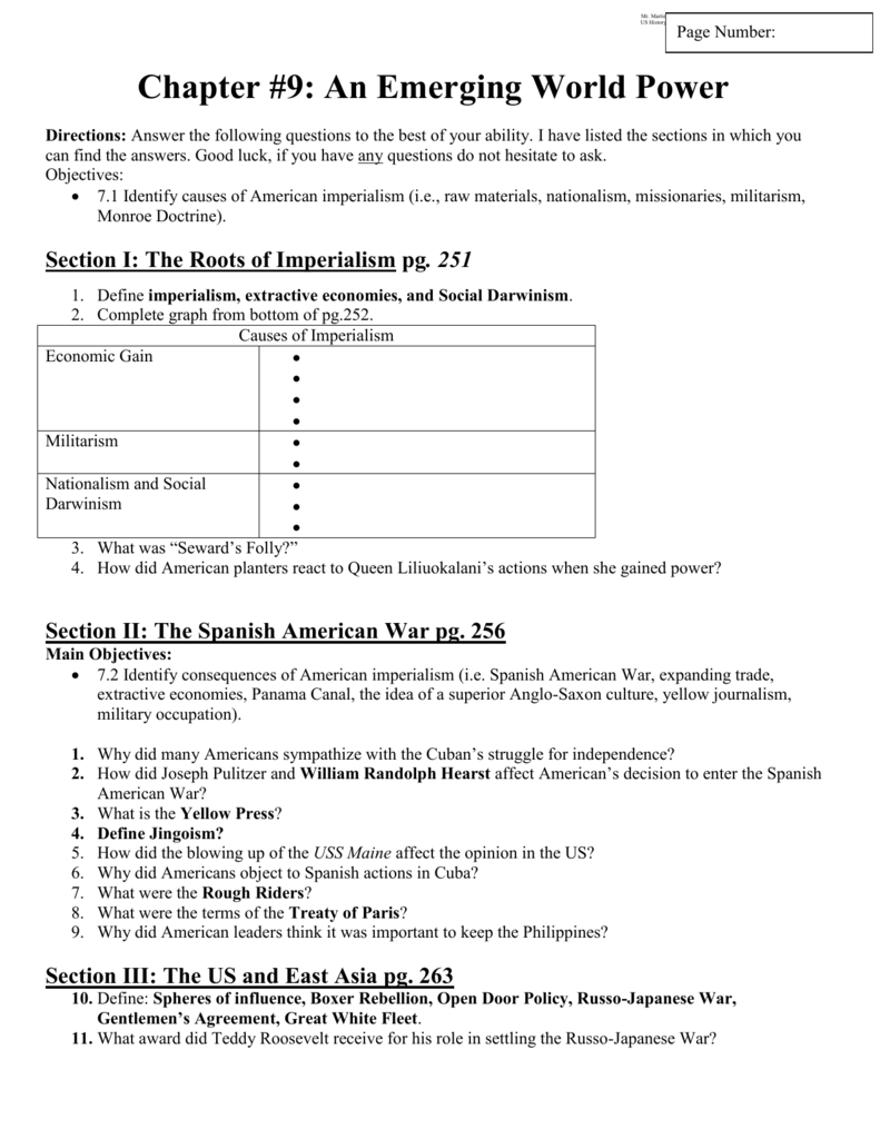 American Imperialism Worksheet Answers —