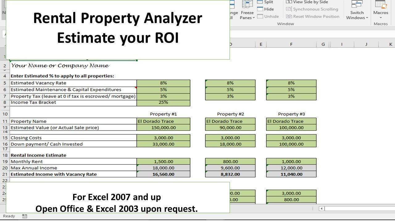 Investment Property Analyzer Rental Property Calculator Investment  Property Roi