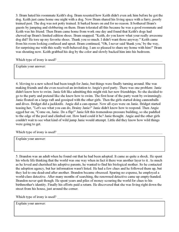 Irony Worksheet 4  Preview