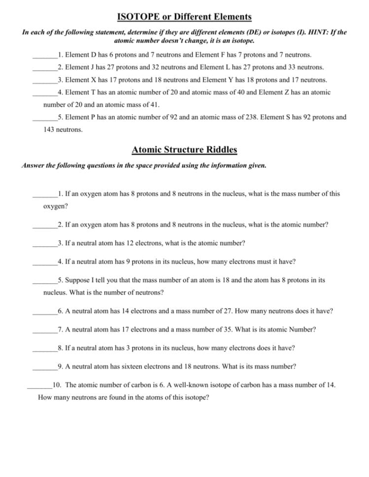 Isotope Or Different Elements