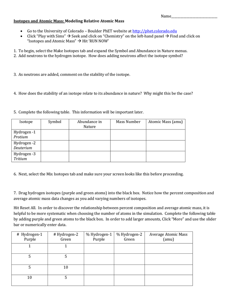 Isotopes And Atomic Mass Db excel