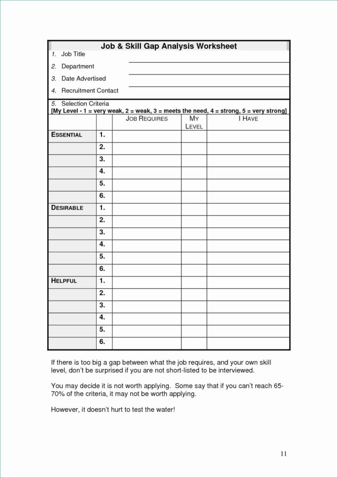 Job Skills Assessment Worksheet  Yooob
