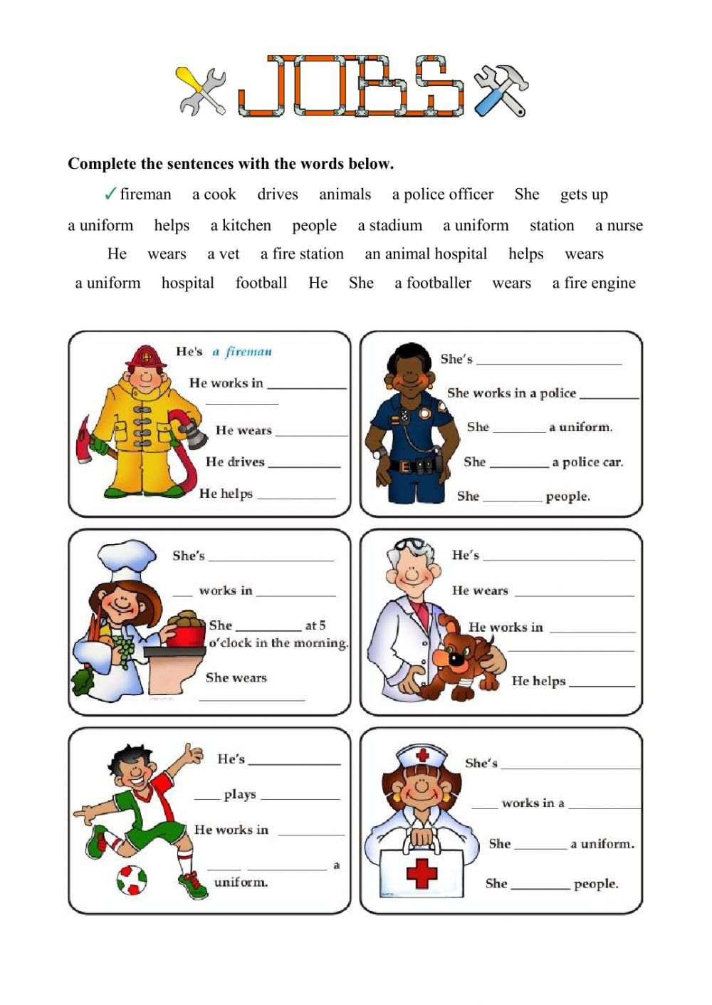 Jobs  Fill In The Gaps  Interactive Worksheet