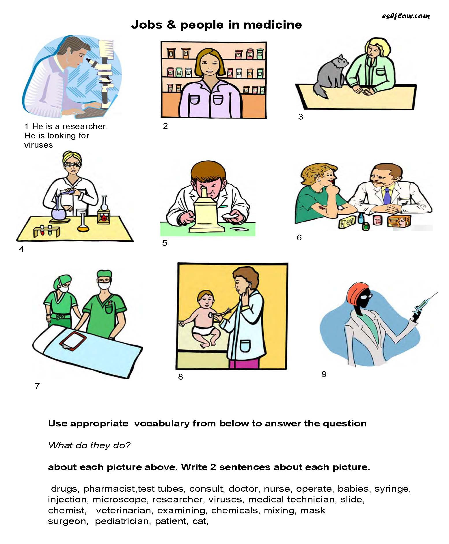 Jobs In Medicine Vocabulary Worksheet For Students