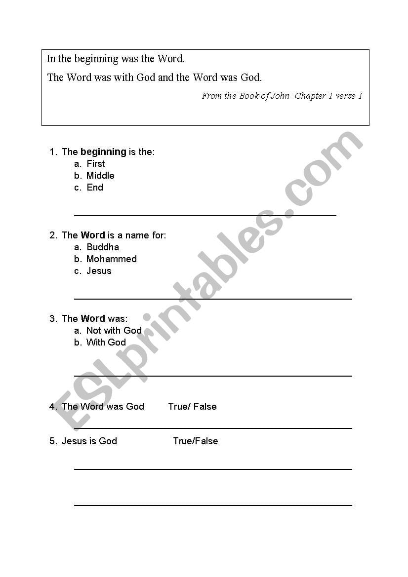 Bible Reading Comprehension Worksheets — db-excel.com