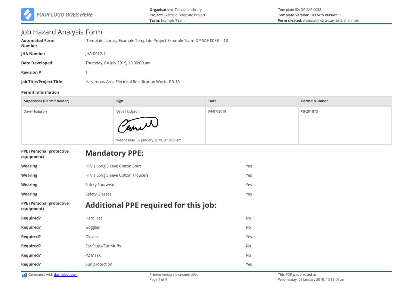 Jsa  Use Or Copy These Job Safety Analysis