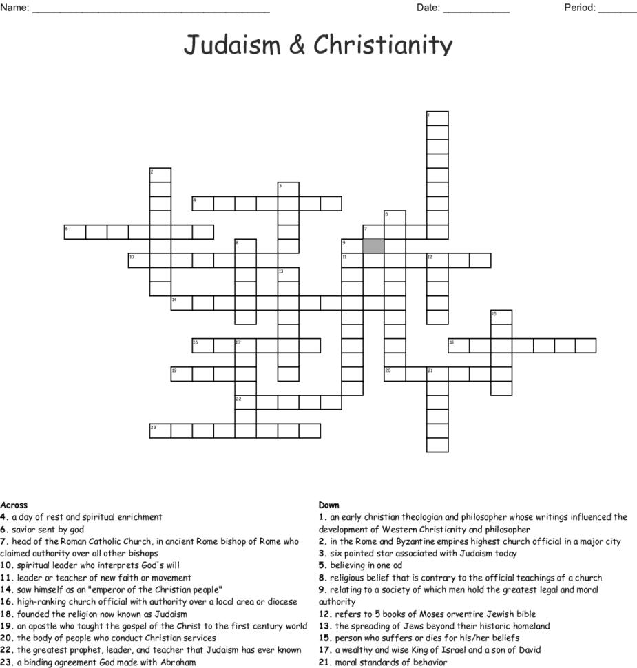 Judaism  Christianity Crossword  Word