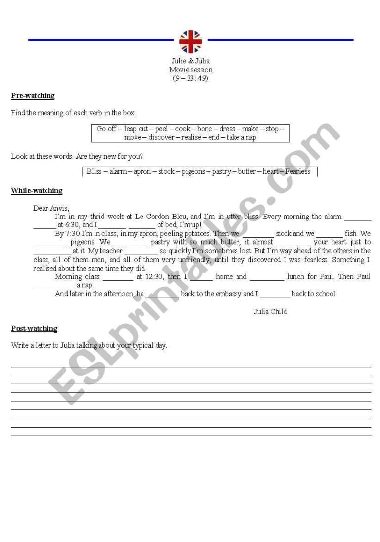 Julie And Julia Movie Worksheet — db-excel.com