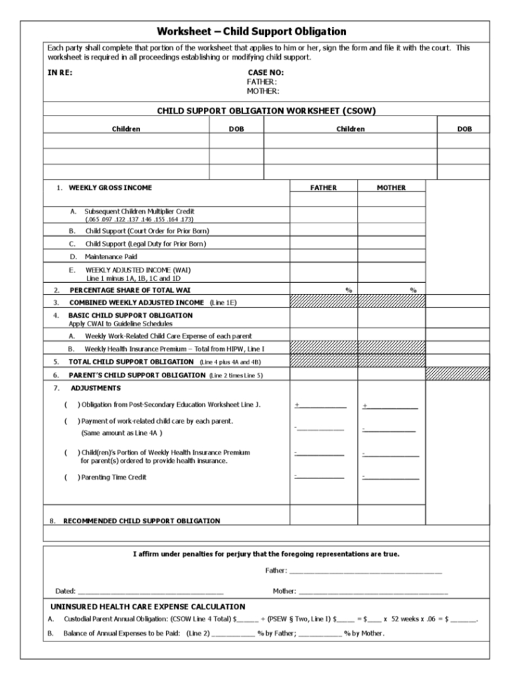 Kansas Child Support Worksheet Db excel Kansas Child Support Worksheet Db excel