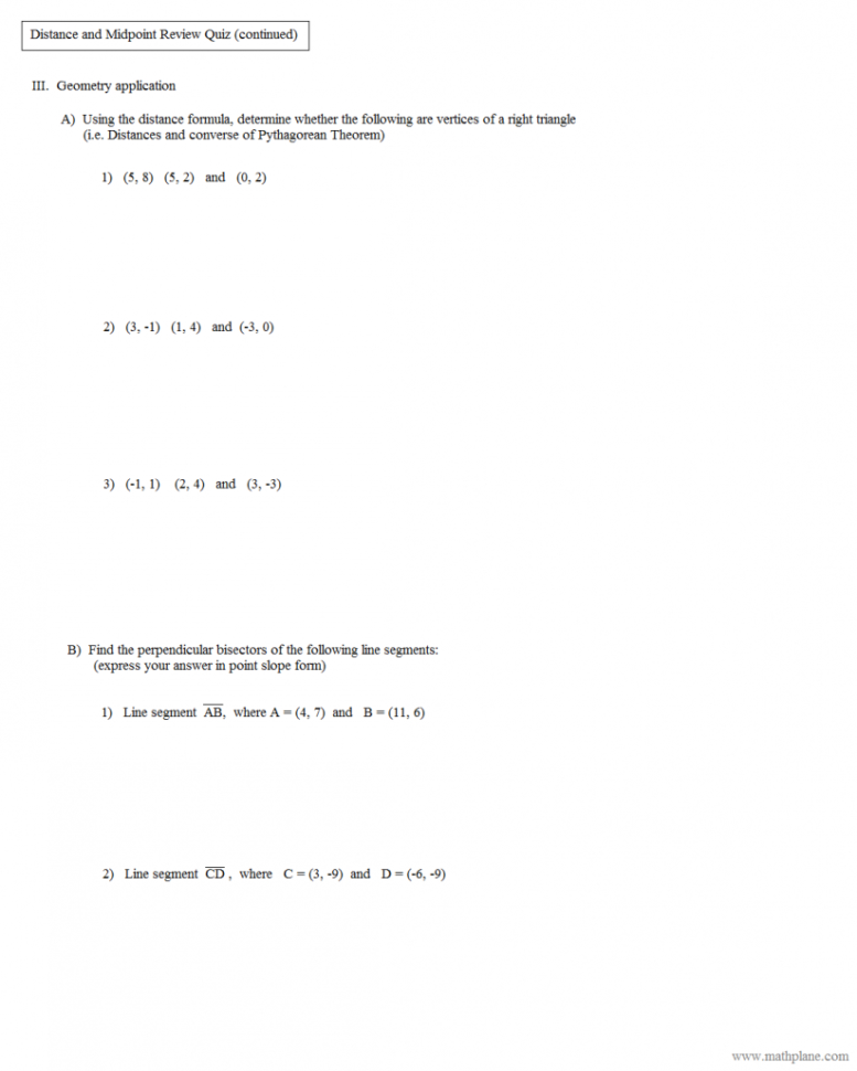 Kids  Quiz Worksheet Distance Between Two Points Quiz