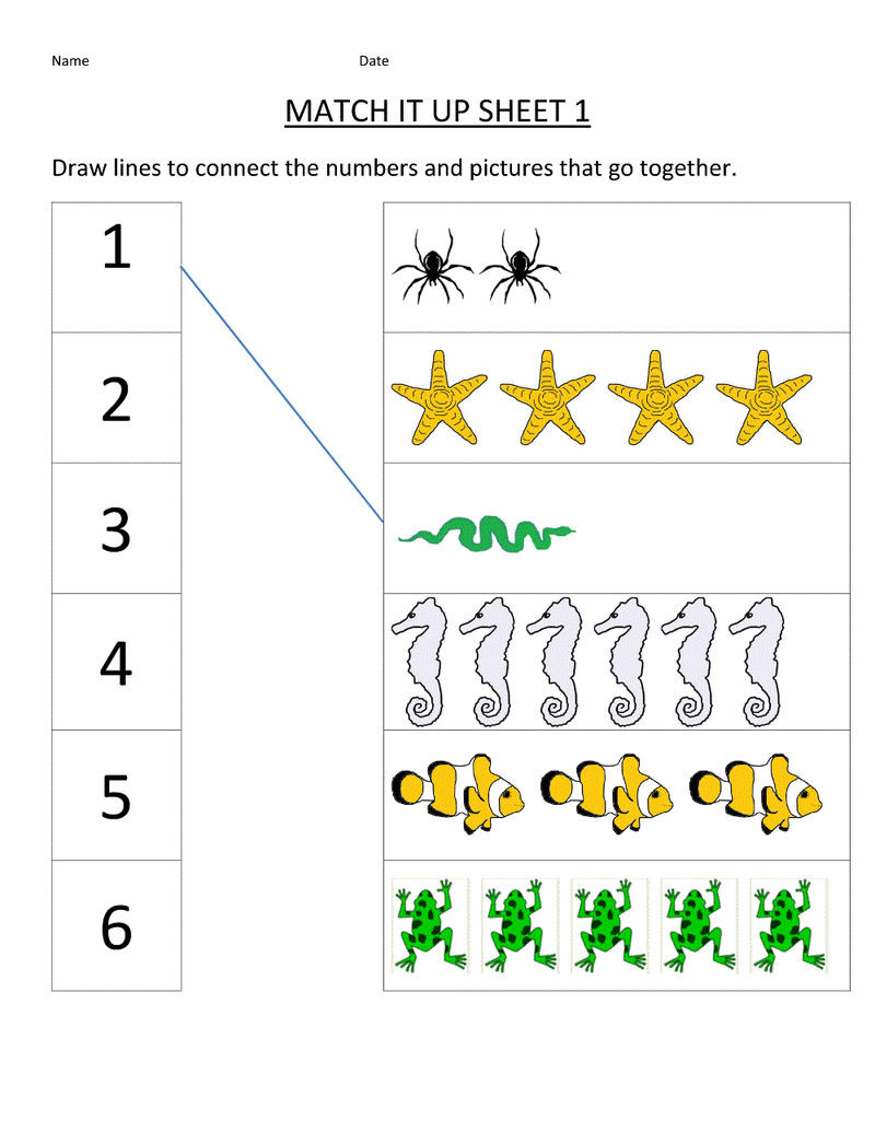 Kindergarten Activities Worksheets Match » Printable