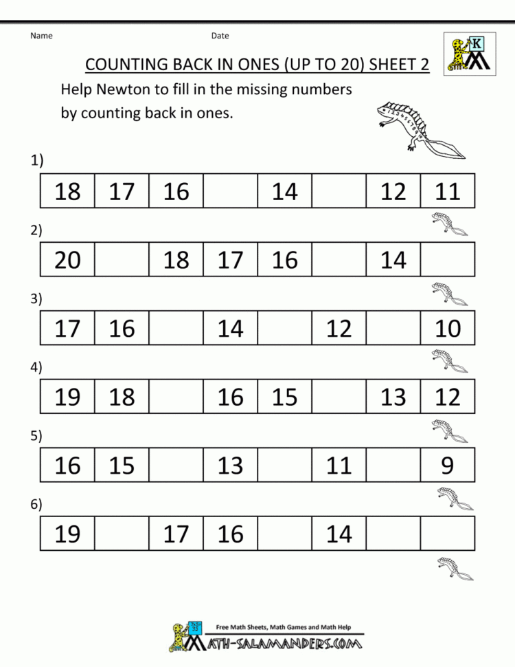 Kindergarten Counting Worksheets  Sequencing To 25