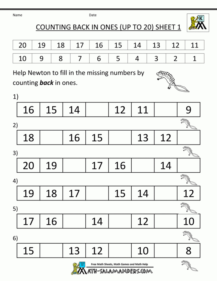 Kindergarten Counting Worksheets  Sequencing To 25