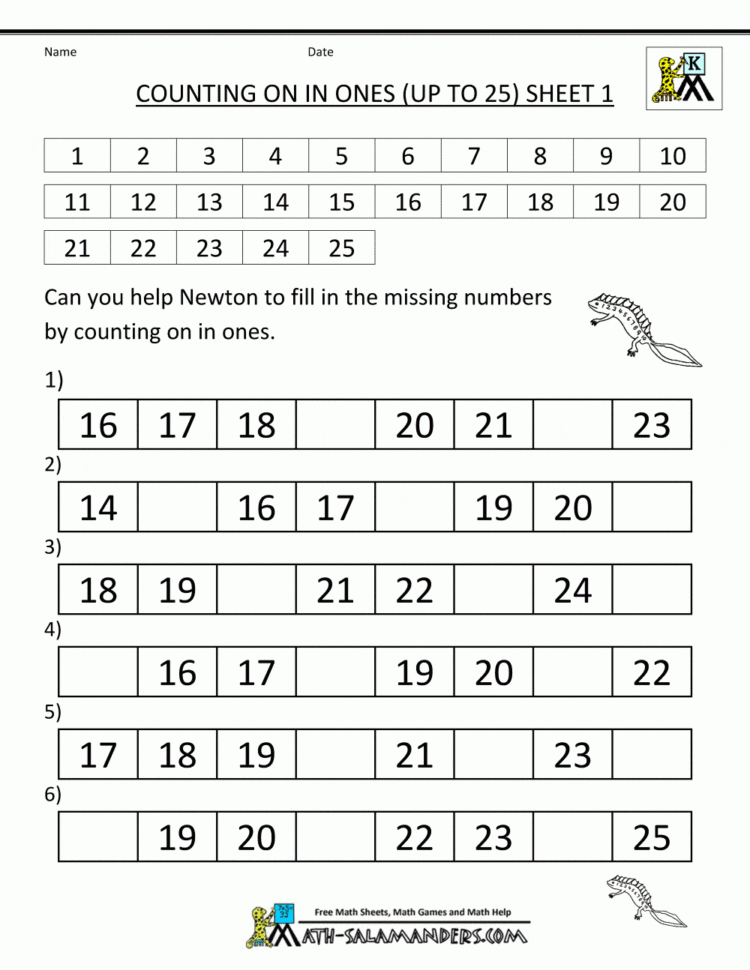 Kindergarten Counting Worksheets  Sequencing To 25