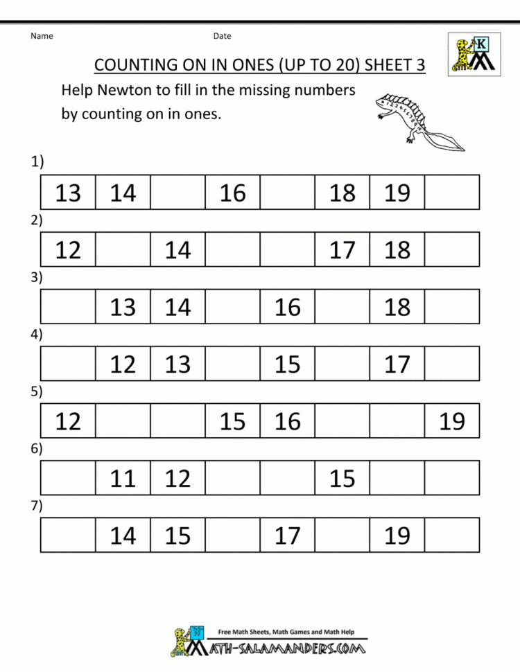 Kindergarten Counting Worksheets  Sequencing To 25