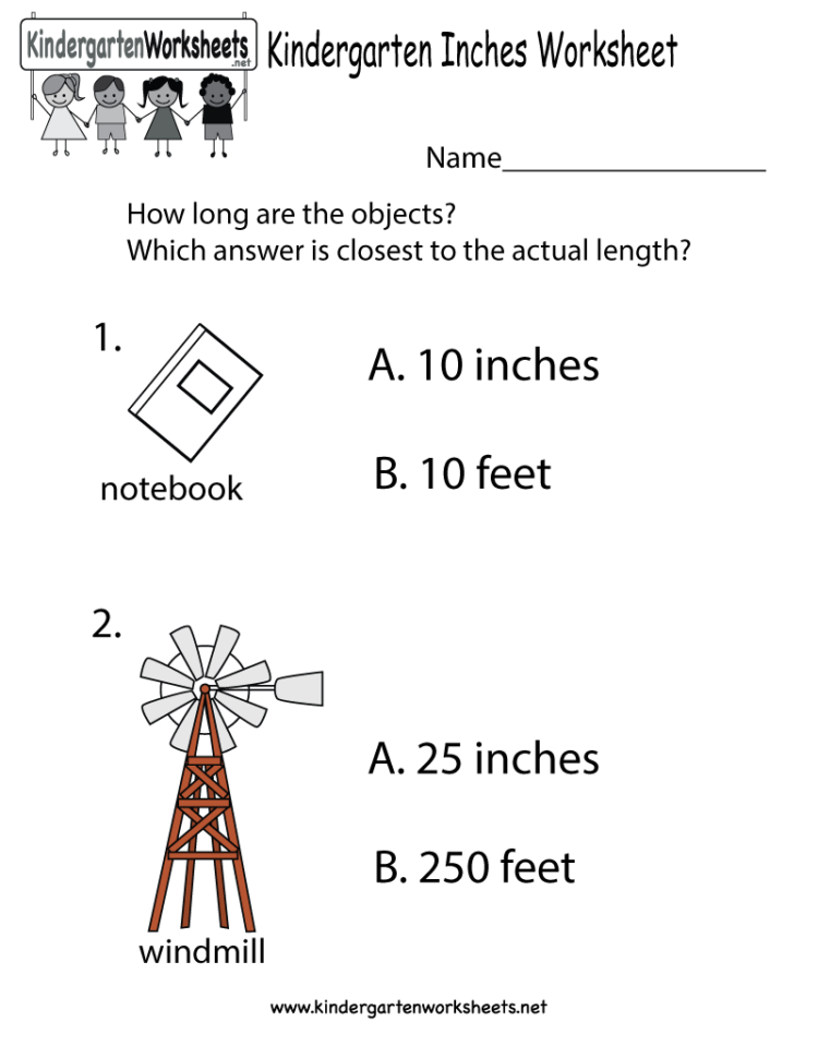 Kindergarten Measure Inch Worksheet  Free Kindergarten Math