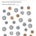 Kindergarten Money Worksheets Find The Quarters Student