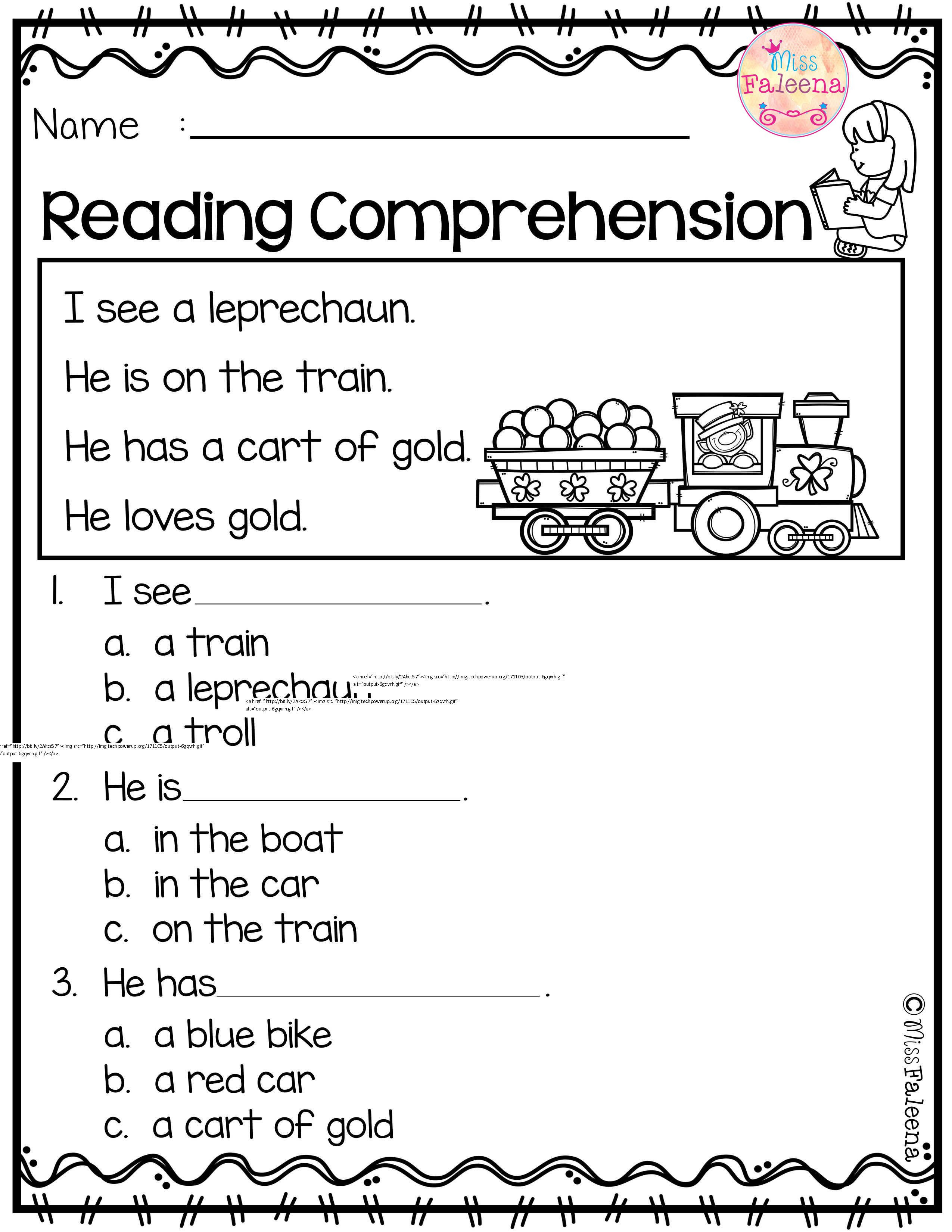 Kindergarten Reading Comprehension Exercises Activities For