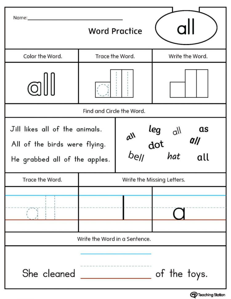 Kindergarten Sight Word Worksheet Sentences For Pdf High