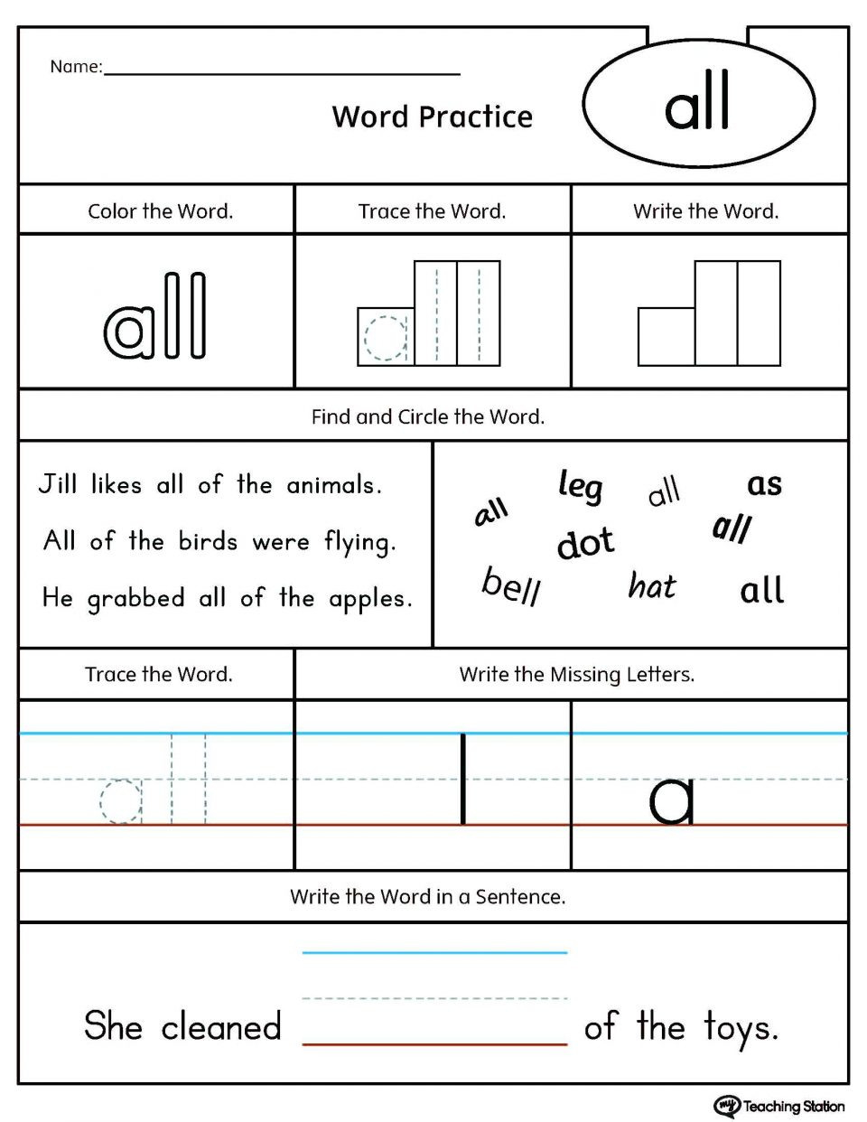 free printable kindergarten sight word activities