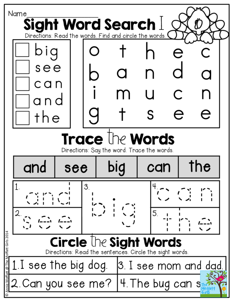 Kindergarten Sight Words Worksheets Math Word For Image